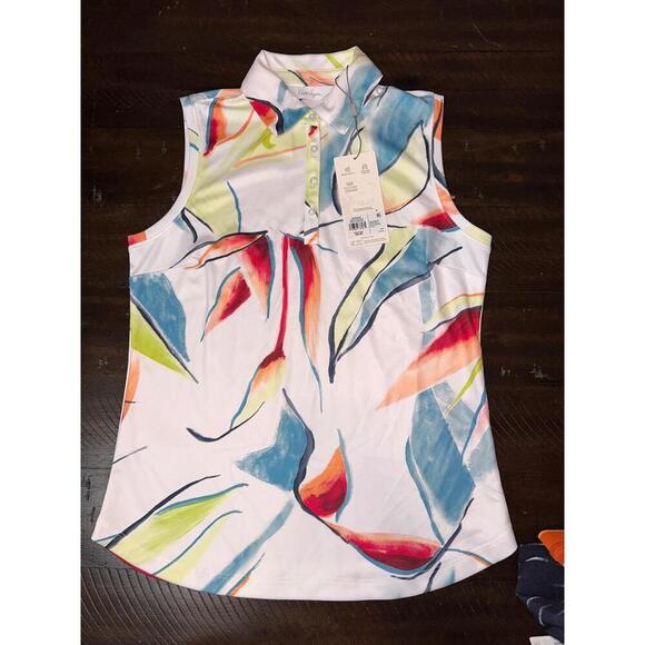 Walter Hagen- XS Sleeveless Polo Floral Print Collared Button Placket Preppy - Picture 4 of 4